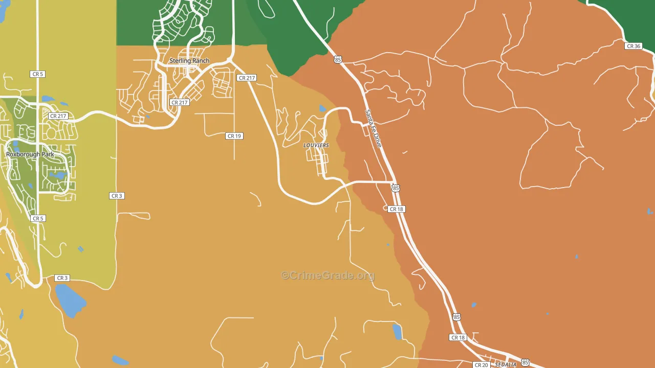 Louviers, CO Map of Theft Rates