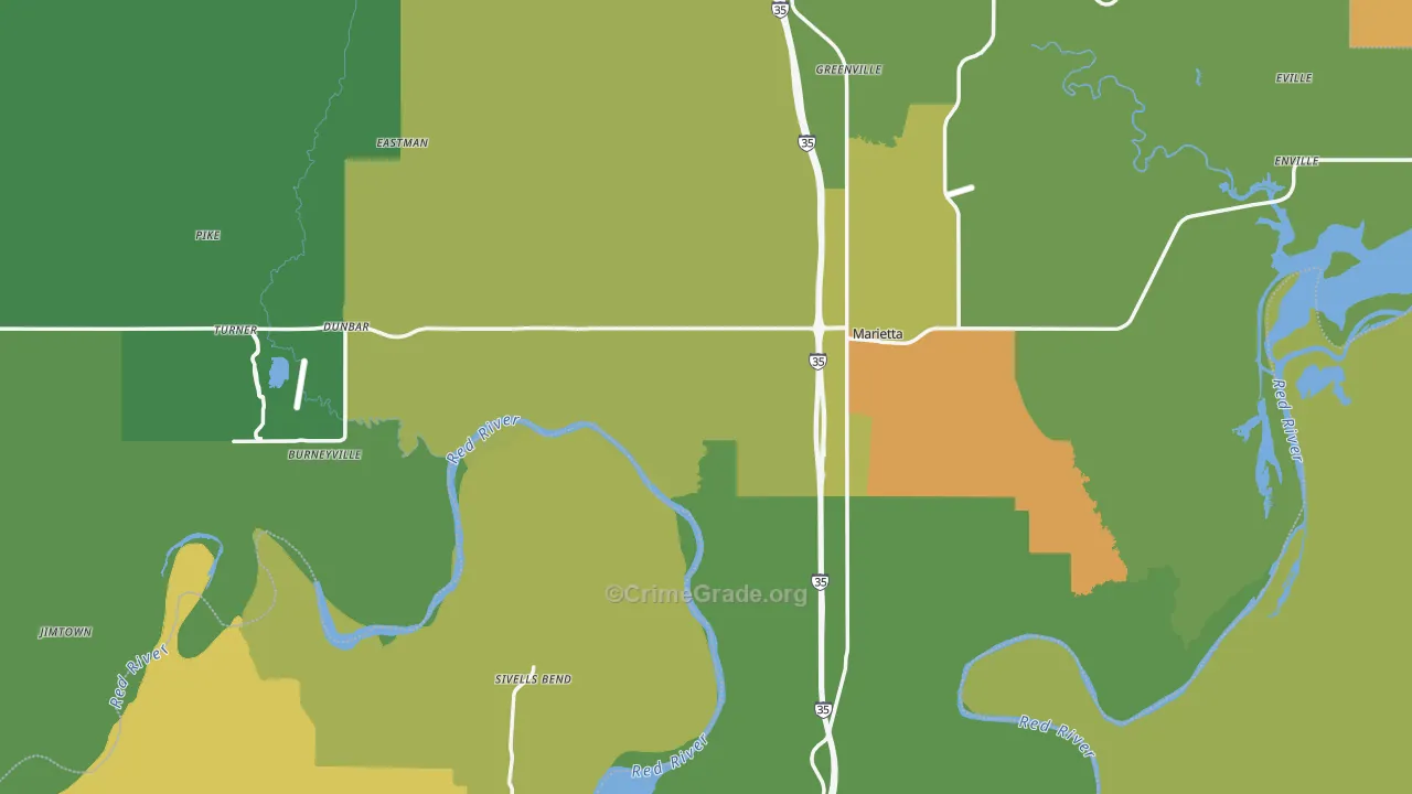 Love County, OK Map of Theft Rates