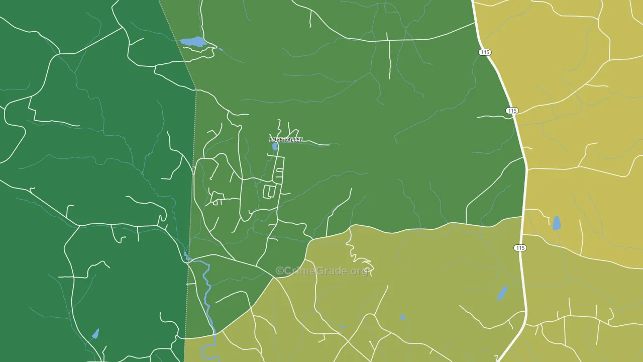 Love Valley, NC Map of Theft Rates