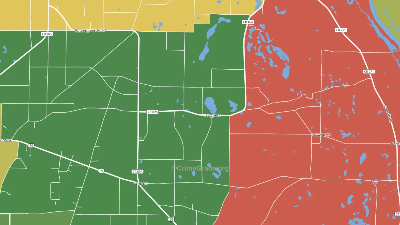 Lovedale, FL Map of Theft Rates