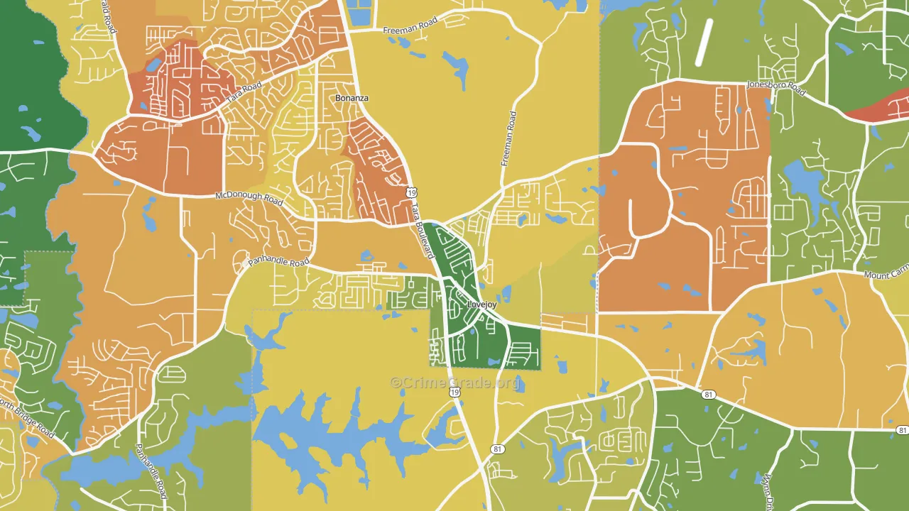 Lovejoy, GA Map of Theft Rates