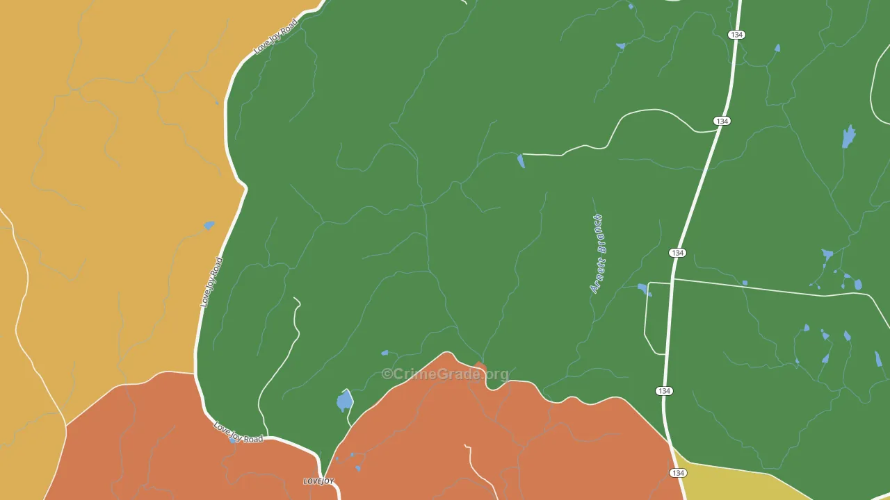 Lovejoy, NC Map of Theft Rates