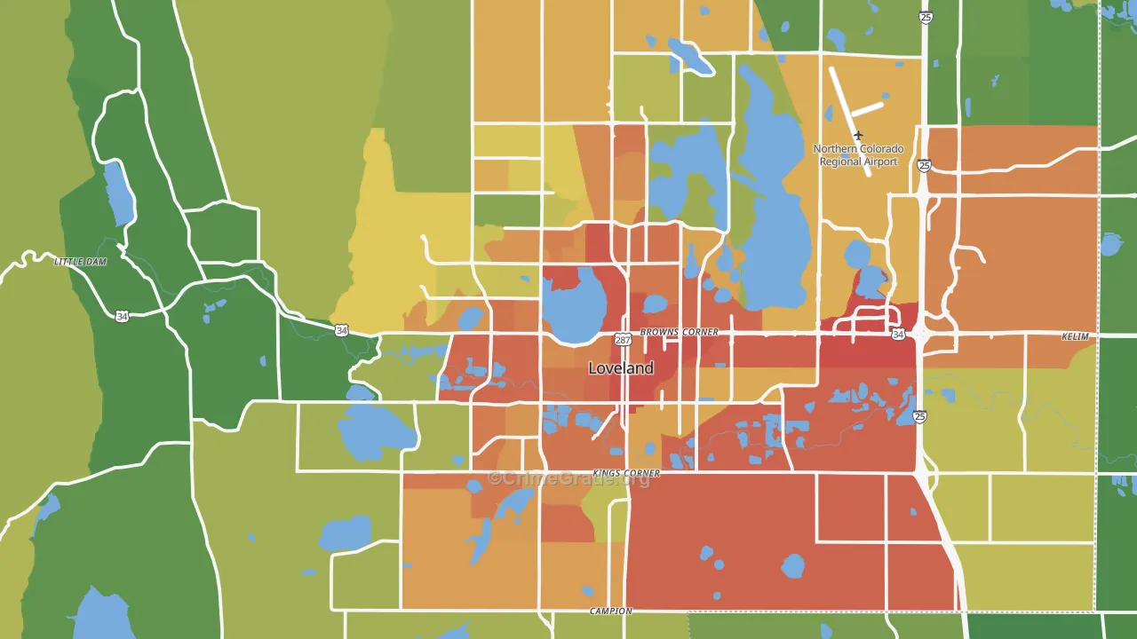 Loveland, CO Map of Theft Rates
