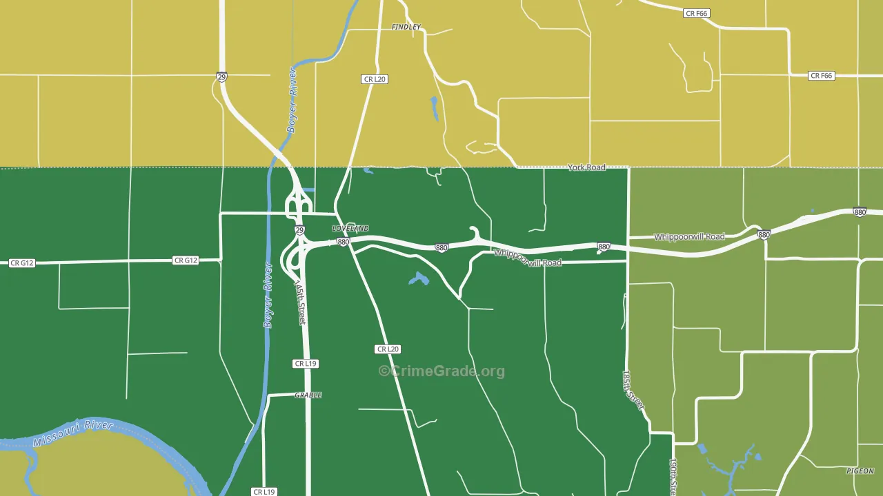 Loveland, IA Map of Theft Rates