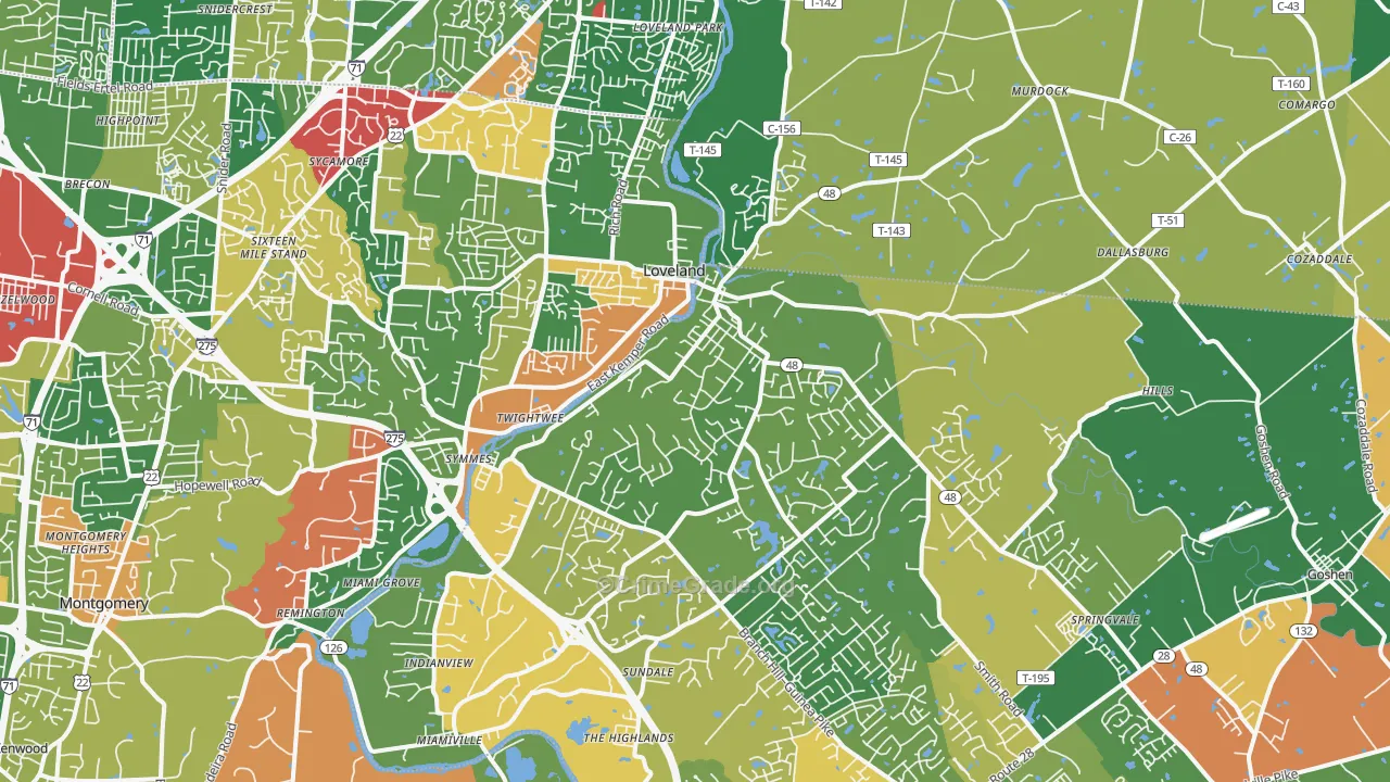 Loveland, OH Map of Theft Rates