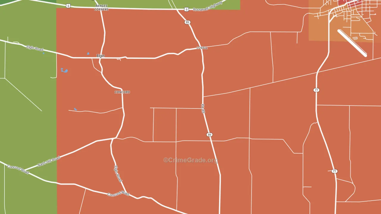 Lovell, PA Map of Theft Rates