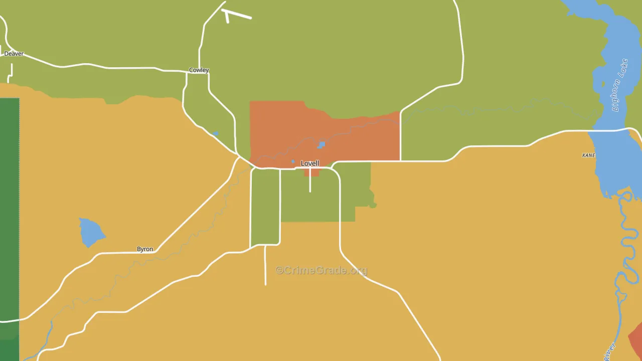 Lovell, WY Map of Theft Rates