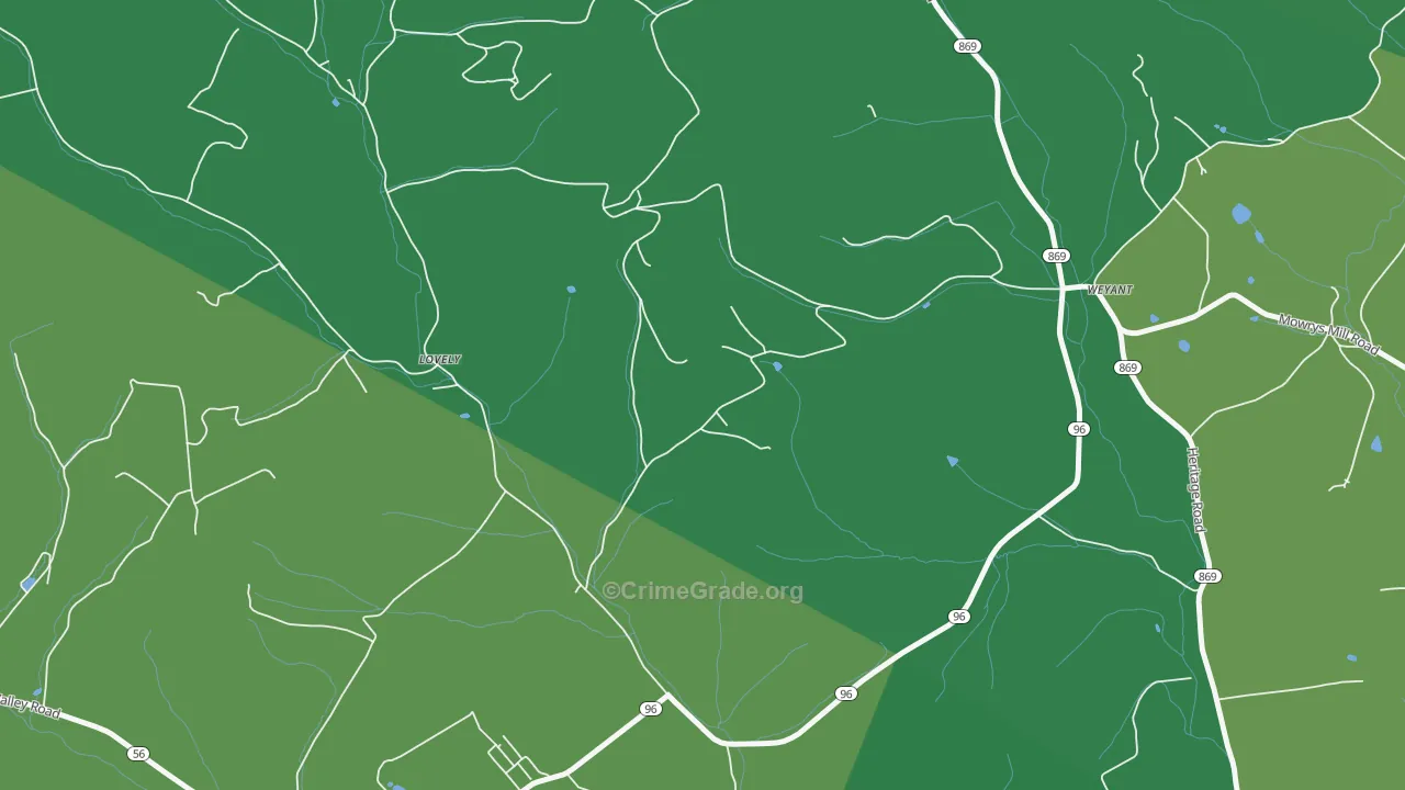 Lovely, PA Map of Theft Rates