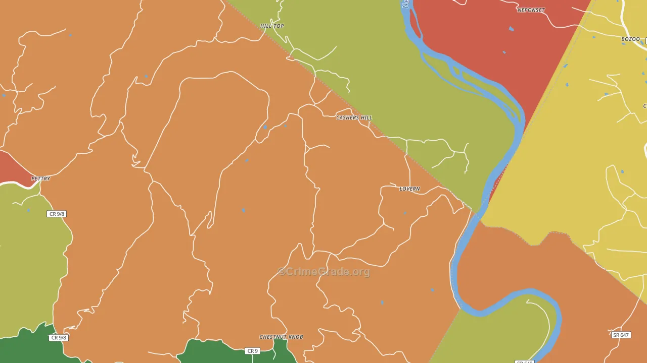 Lovern, WV Map of Theft Rates