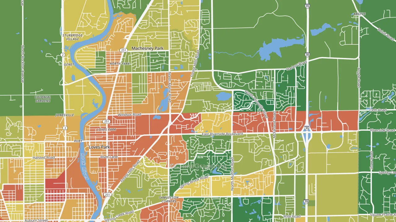 Loves Park, IL Map of Theft Rates