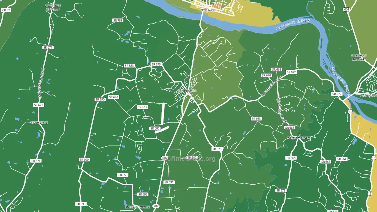 Lovettsville, VA Map of Theft Rates