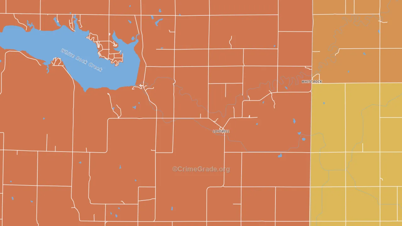Lovewell, KS Map of Theft Rates