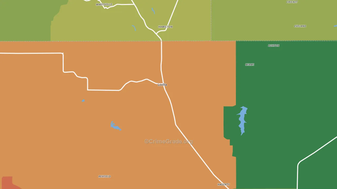 Lovilia, IA Map of Theft Rates