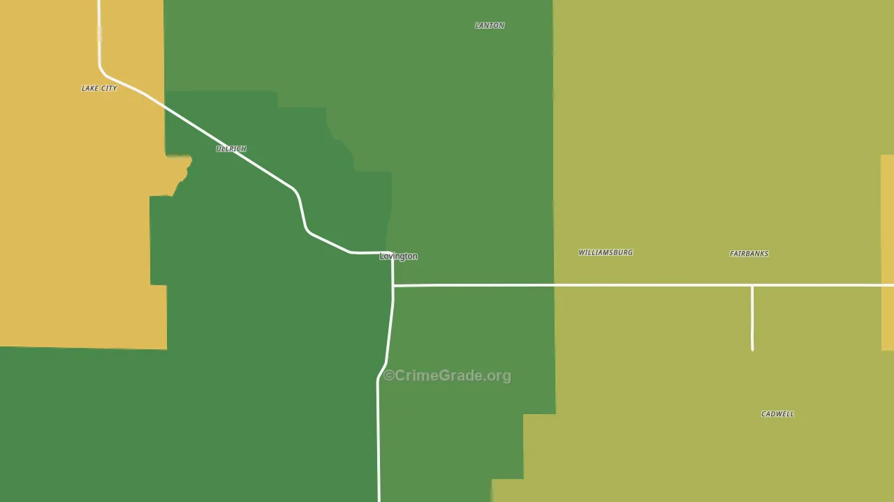 Lovington, IL Map of Theft Rates