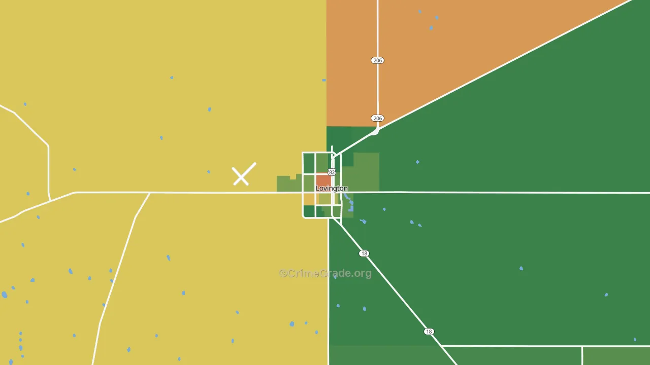 Lovington, NM Map of Theft Rates