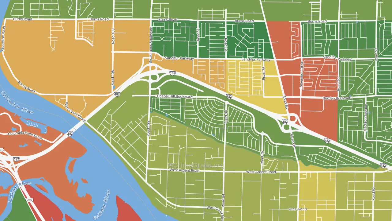 Lovisa Farms, Pasco, WA Map of Theft Rates