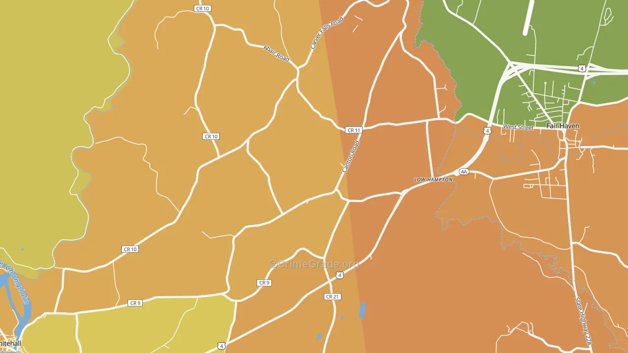 Low Hampton, NY Map of Theft Rates