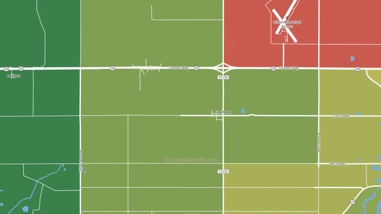 Low Moor, IA Map of Theft Rates