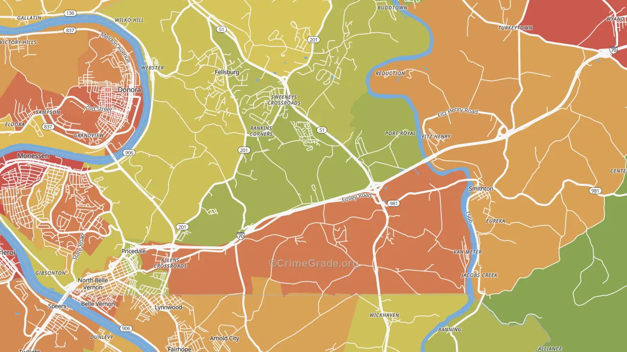 Lowber, PA Map of Theft Rates