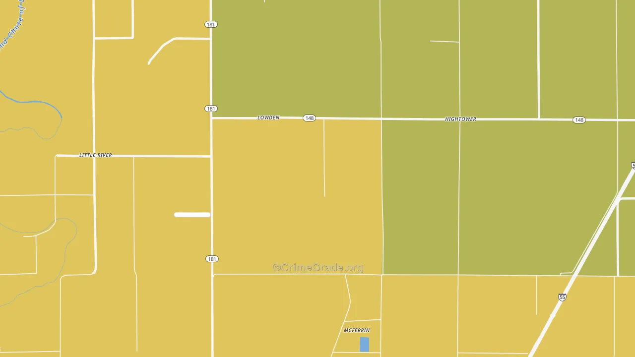 Lowden, AR Map of Theft Rates