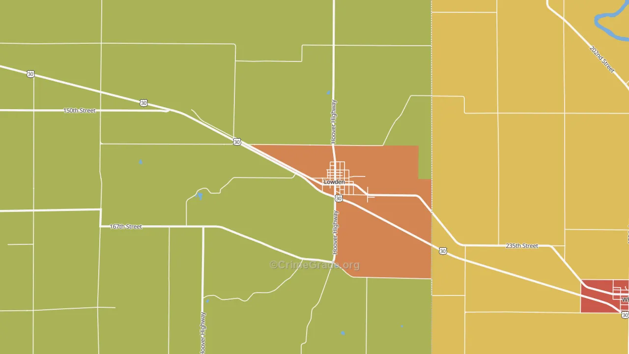 Lowden, IA Map of Theft Rates
