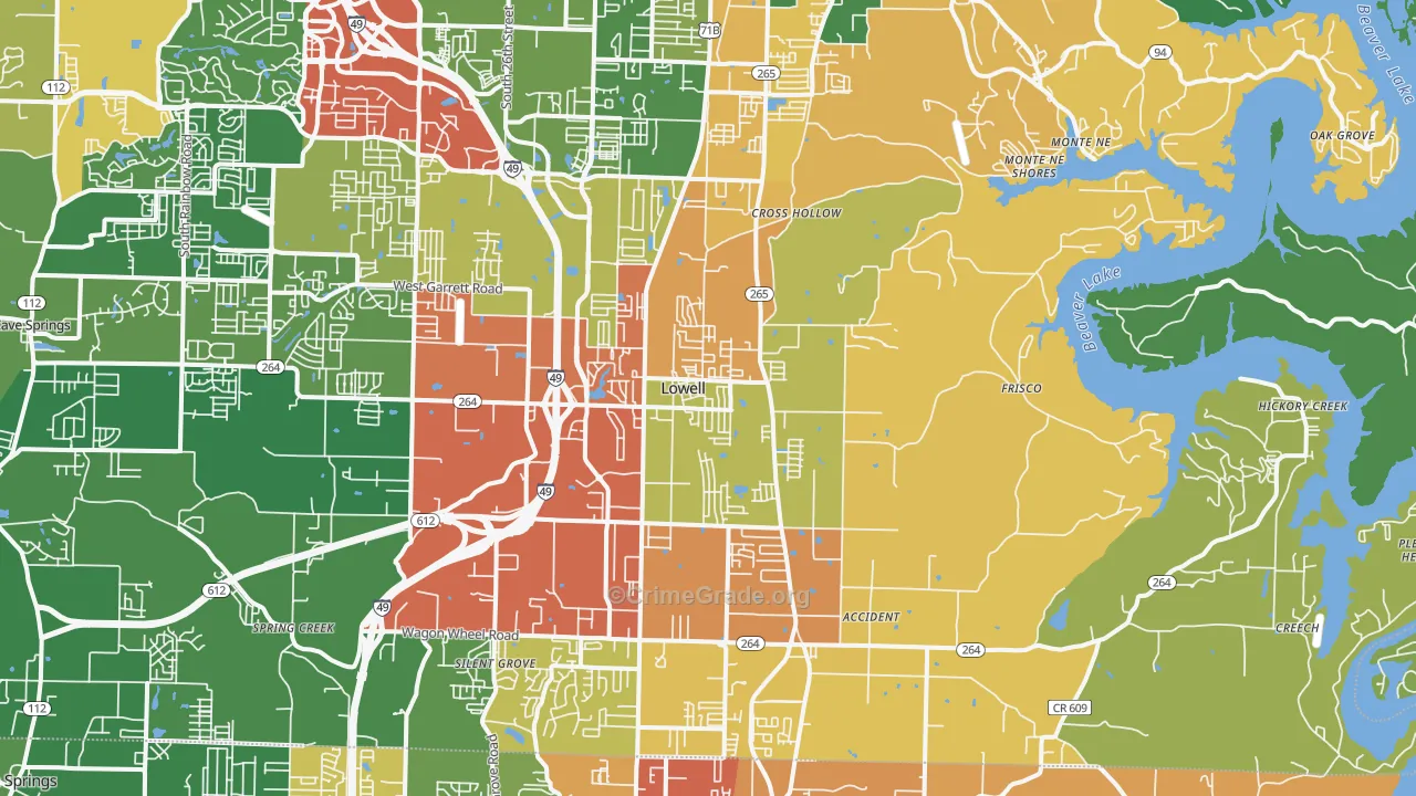 Lowell, AR Map of Theft Rates