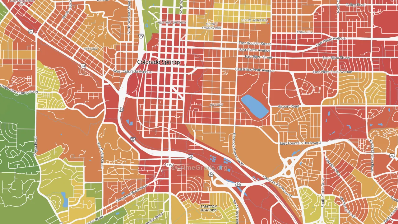 Lowell, Colorado Springs, CO Map of Theft Rates