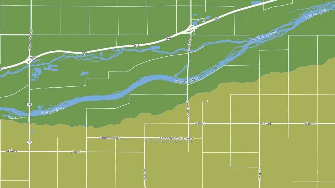 Lowell, NE Map of Theft Rates