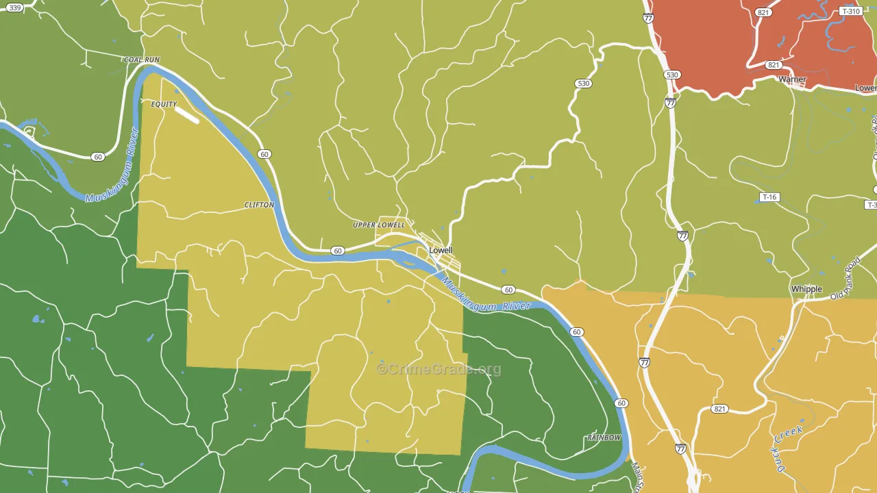 Lowell, OH Map of Theft Rates