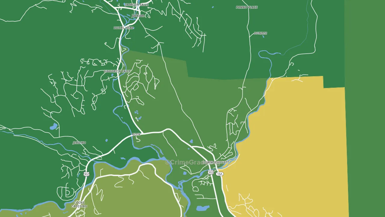 Lower Bartlett, NH Map of Theft Rates