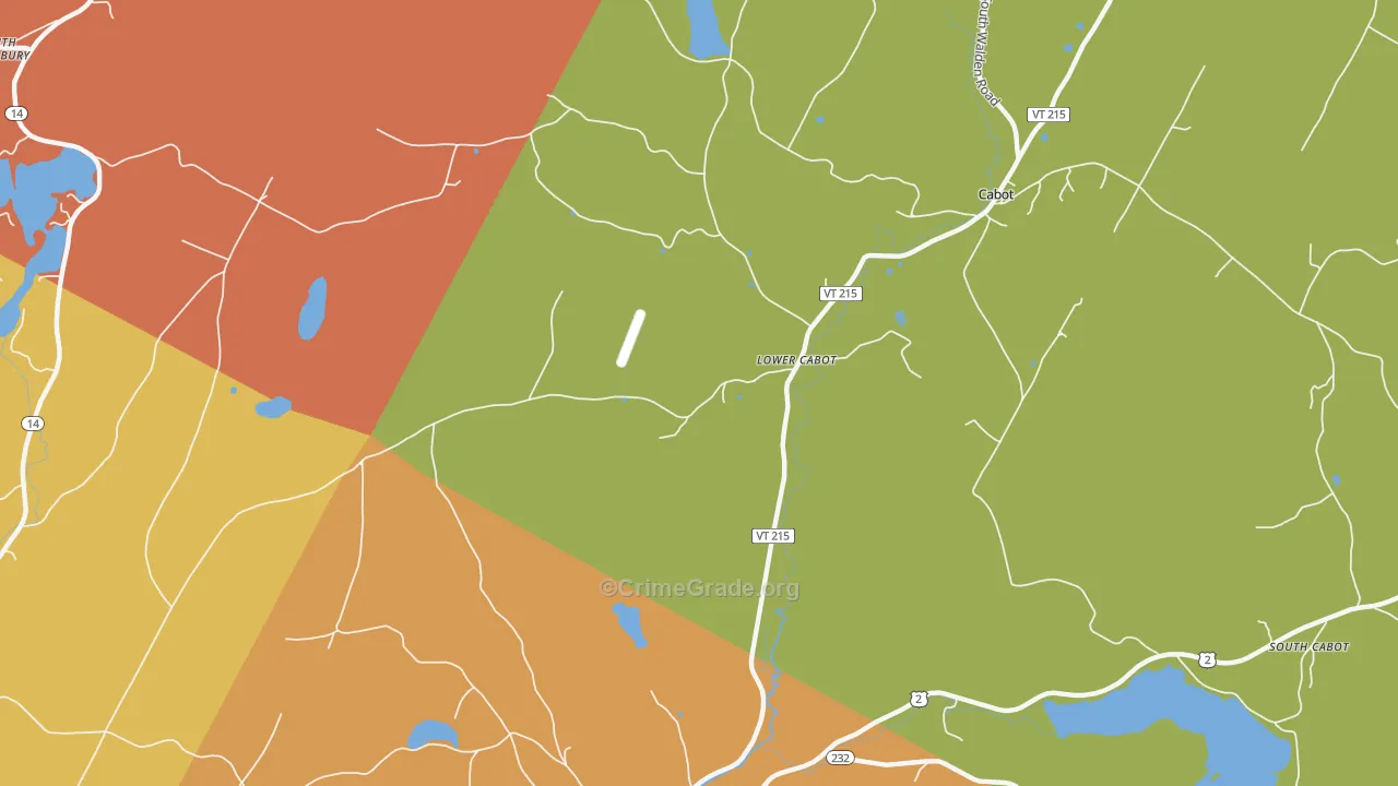 Lower Cabot, VT Map of Theft Rates