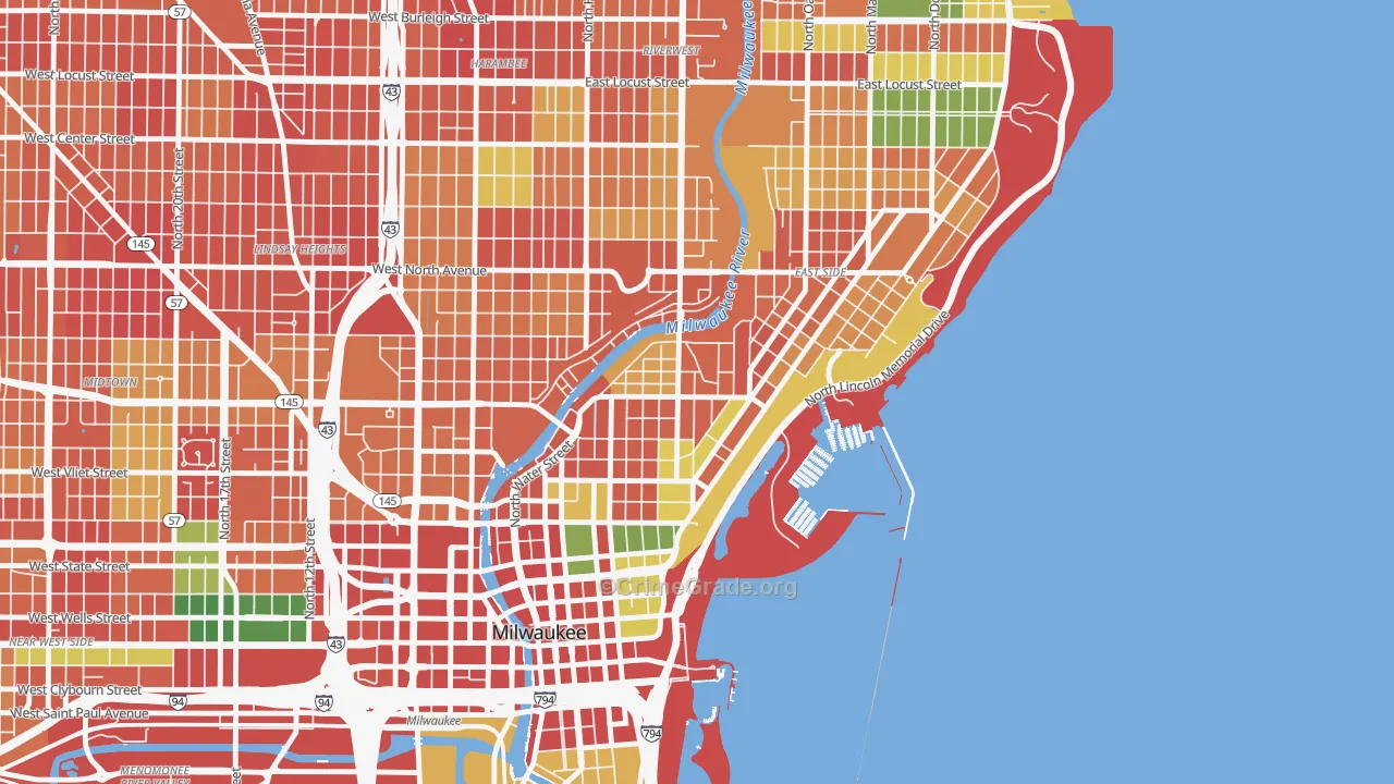 Lower East Side, Milwaukee, WI Map of Theft Rates