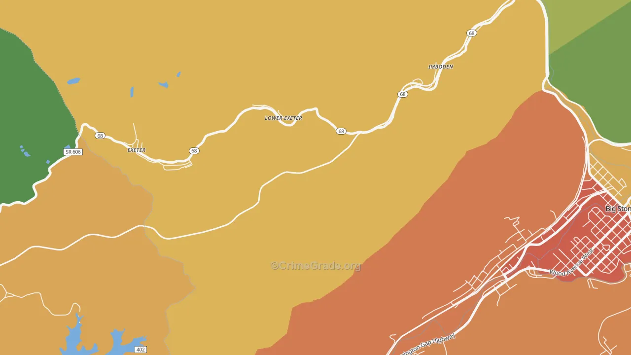 Lower Exeter, VA Map of Theft Rates