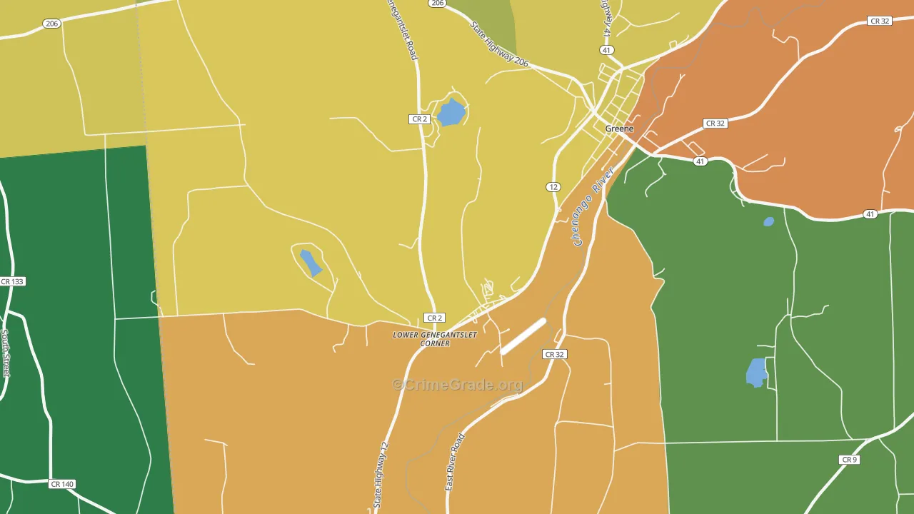 Lower Genegantslet Corner, NY Map of Theft Rates