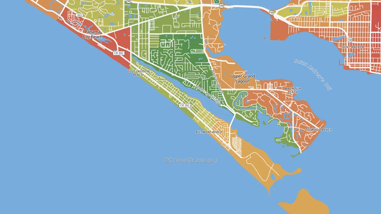 Lower Grand Lagoon, FL Map of Theft Rates