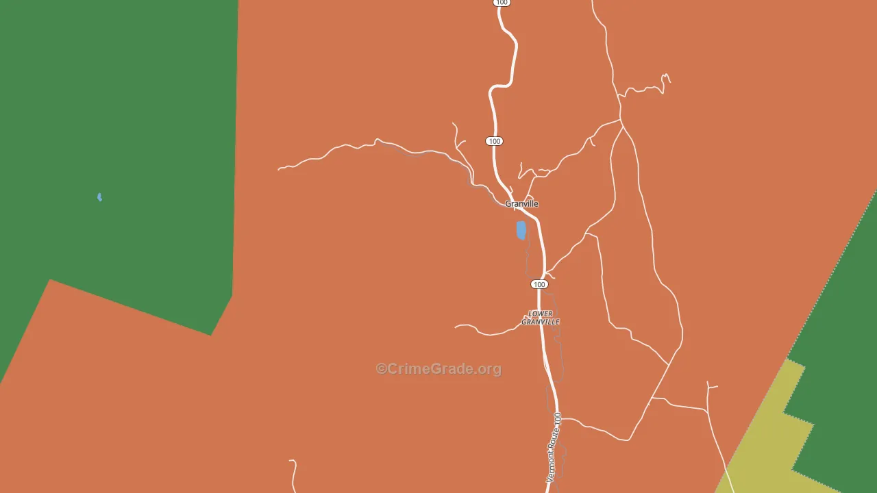 Lower Granville, VT Map of Theft Rates