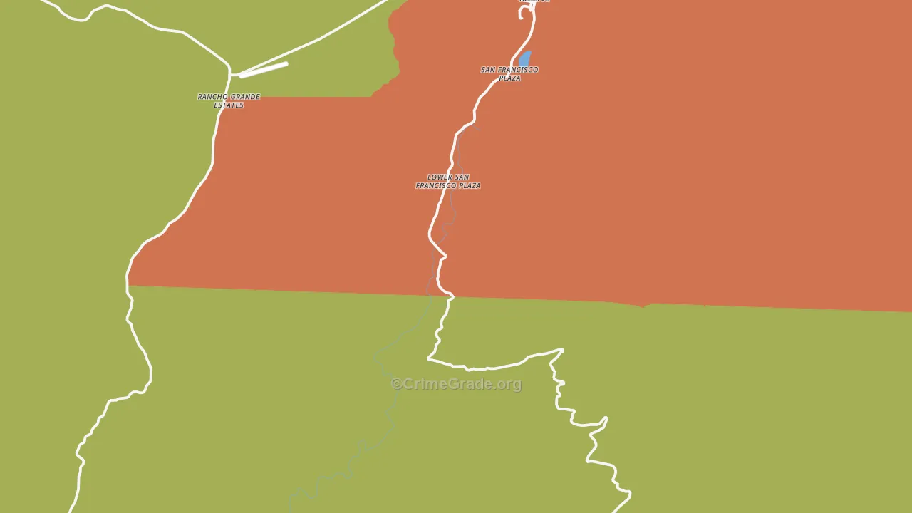 Lower San Francisco Plaza, NM Map of Theft Rates