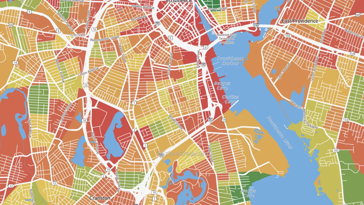 Lower South Providence, Providence, RI Map of Theft Rates