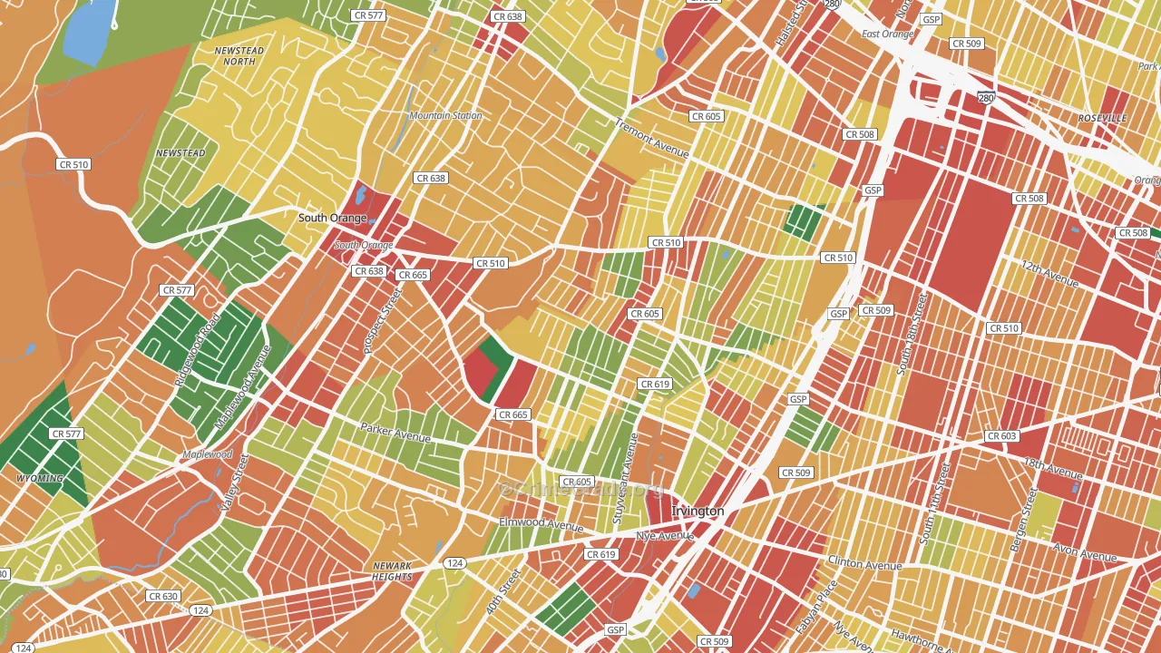 Lower Vailsburg, Newark, NJ Map of Theft Rates