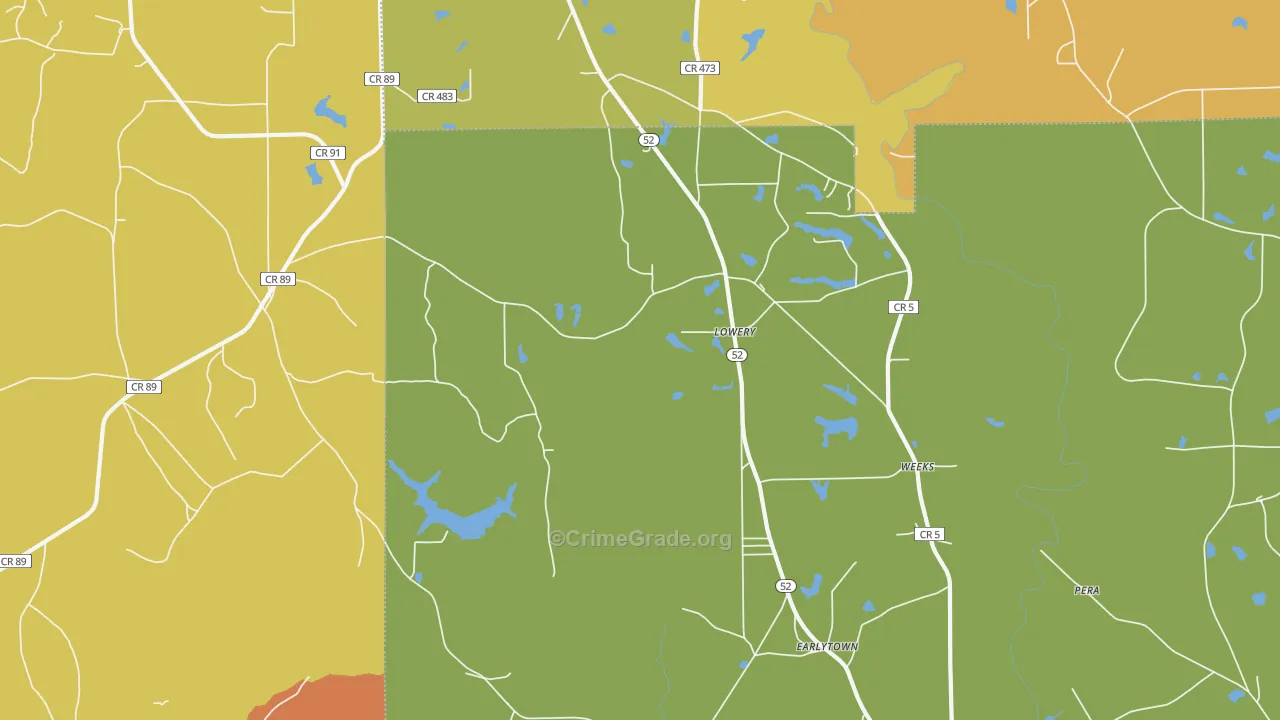 Lowery, AL Map of Theft Rates