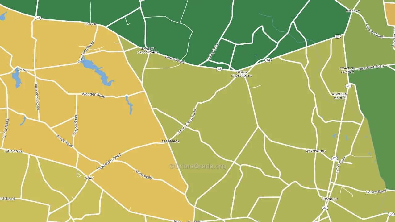 Lowes Crossroads, DE Map of Theft Rates