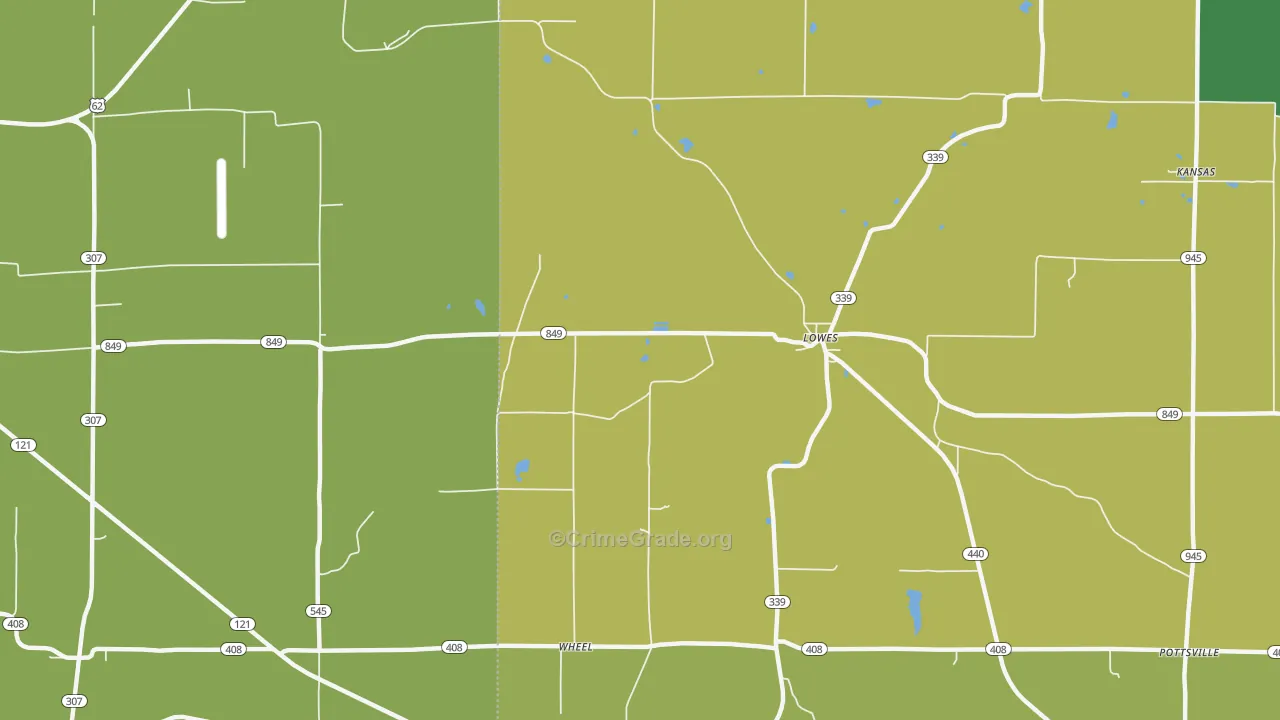 Lowes, KY Map of Theft Rates