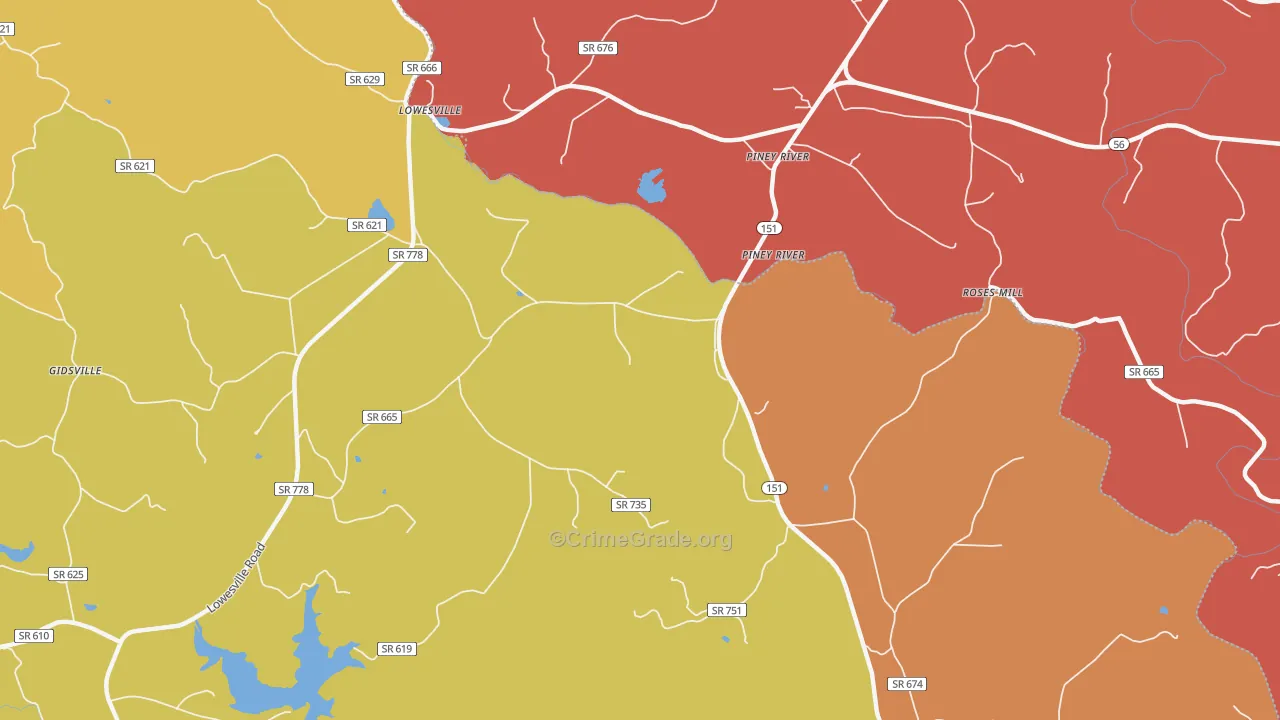 Lowesville, VA Map of Theft Rates