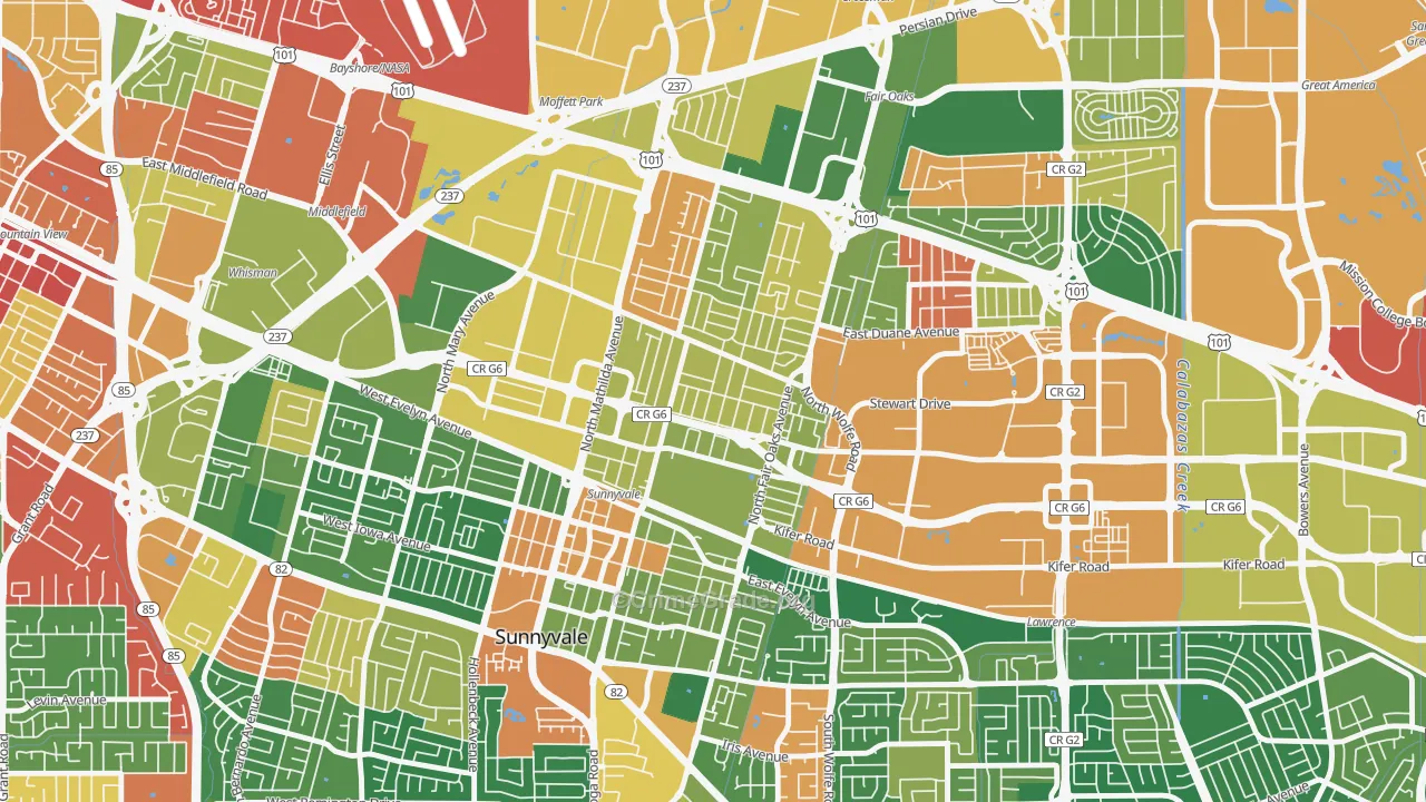 Lowlanders, Sunnyvale, CA Map of Theft Rates