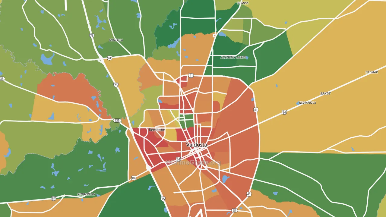 Lowndes County, GA Map of Theft Rates
