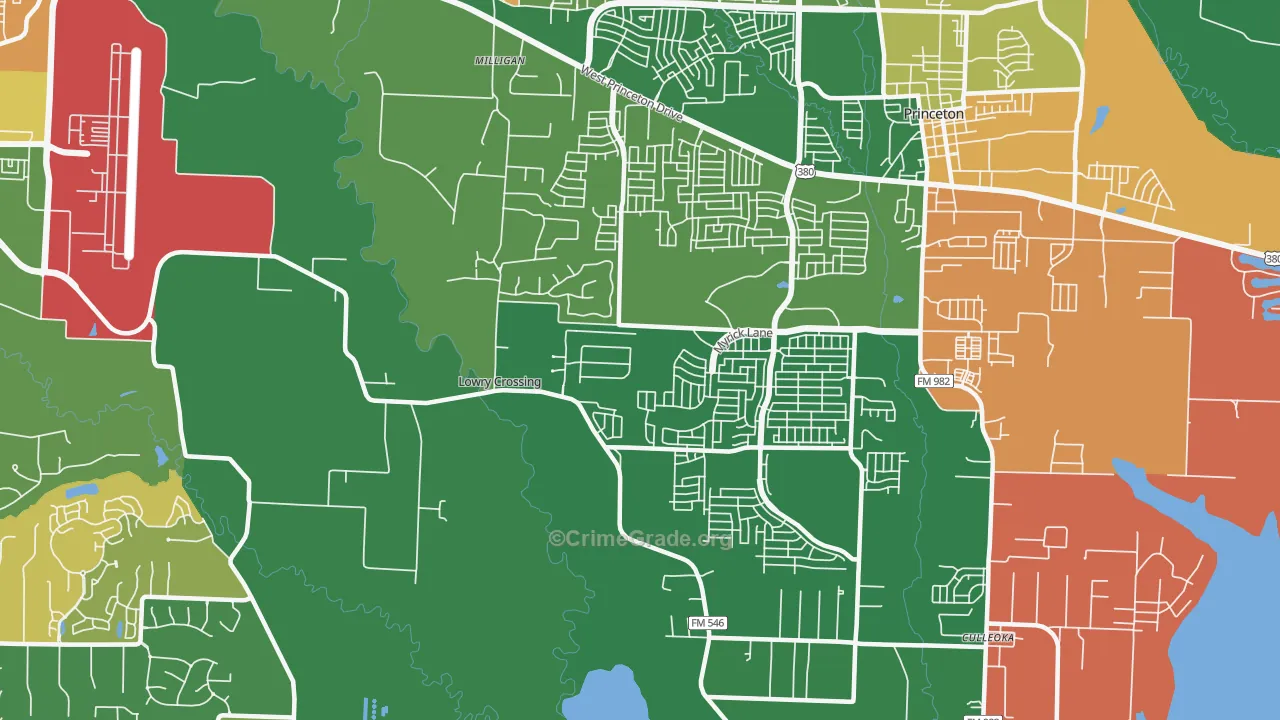Lowry Crossing, TX Map of Theft Rates