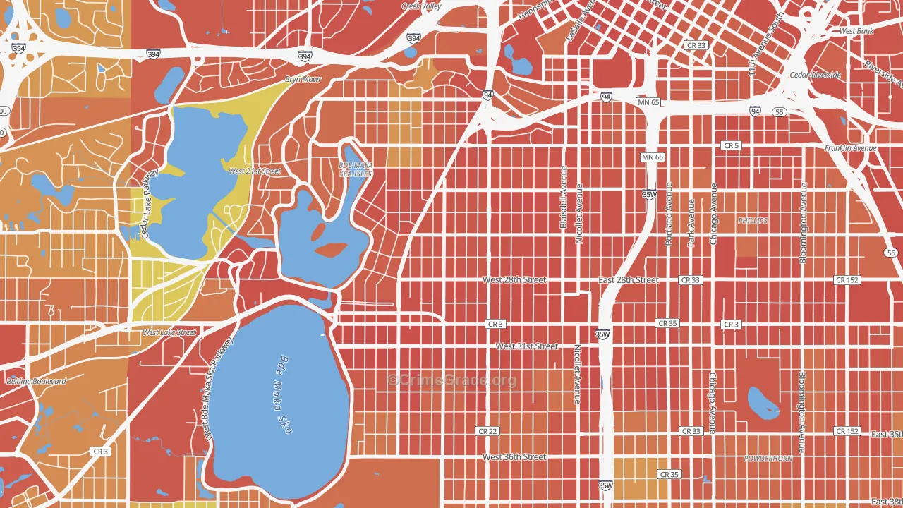Lowry Hill East, Minneapolis, MN Map of Theft Rates