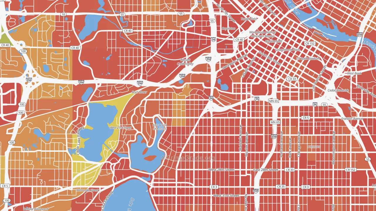 Lowry Hill, Minneapolis, MN Map of Theft Rates