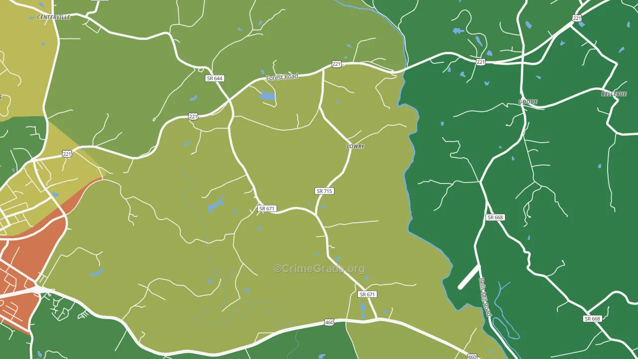 Lowry, VA Map of Theft Rates