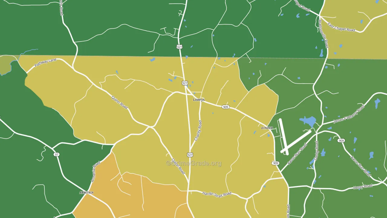 Lowrys, SC Map of Theft Rates
